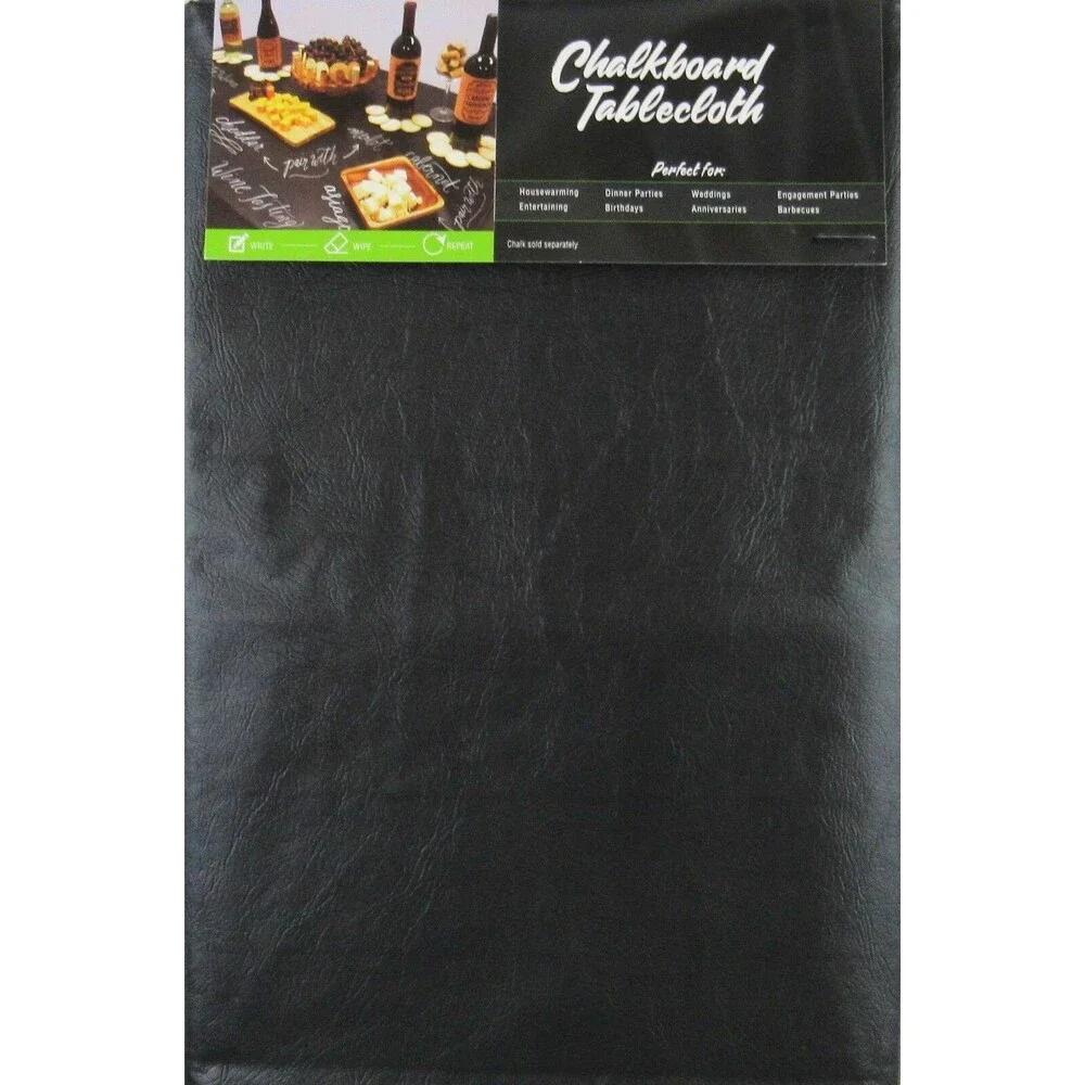 Chalkboard Tablecloth Black Reusable Write on Wipe Clean Holiday 60